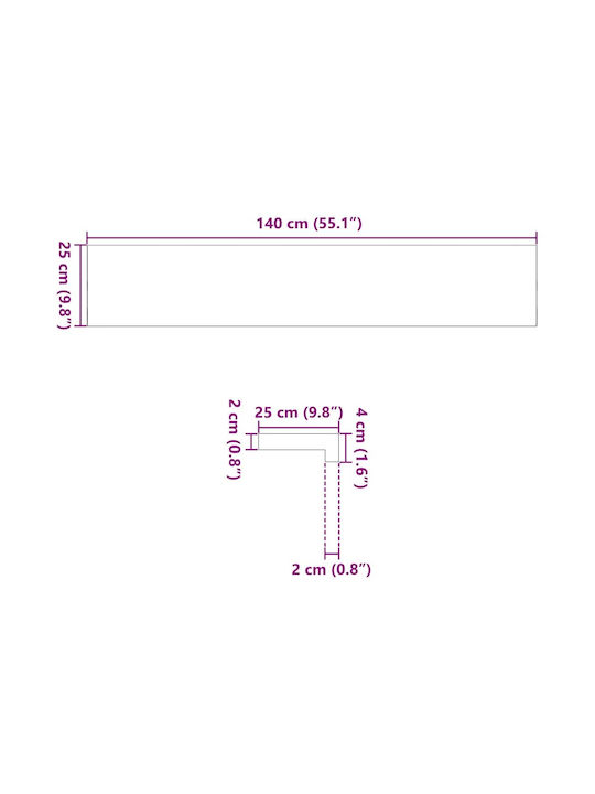 vidaXL Window Sill Wooden W140xH25cm