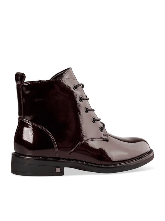 Women's Patent Leather Ankle Boots Burgundy