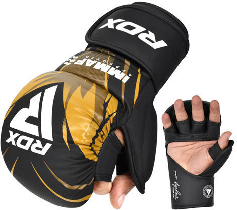 RDX Grappling MMA Handschuhe Leder Gold