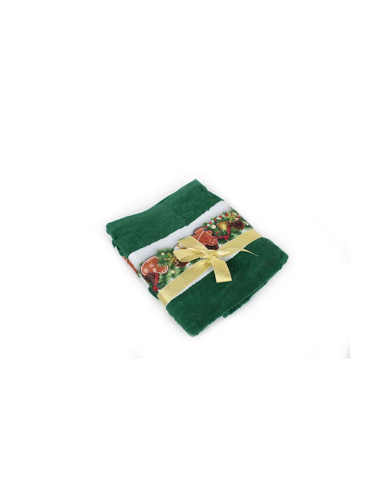 Dimcol Set Christmas Towels Fabric Green L90xW90cm. 2pcs