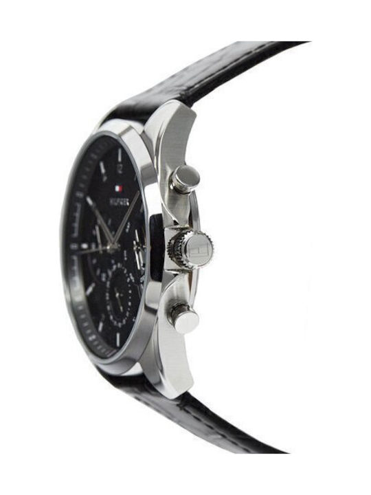 Tommy Hilfiger Baker Men's Watch 44mm Chronograph Battery with Black Leather Strap