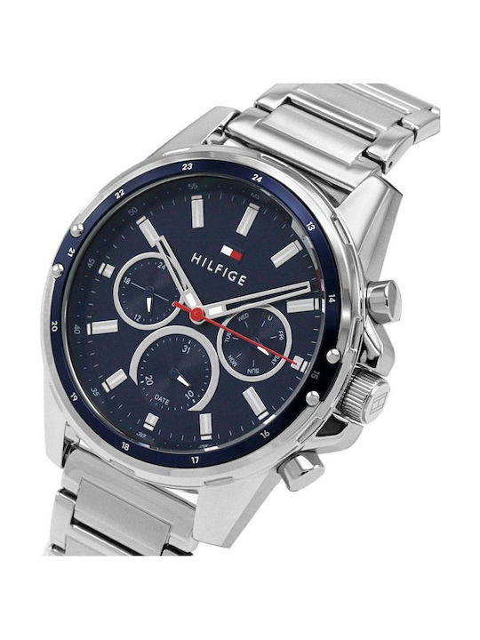 Tommy Hilfiger Mason Ανδρικό Ρολόι 45mm Μπαταρίας με Ασημί Μεταλλικό Μπρασελέ