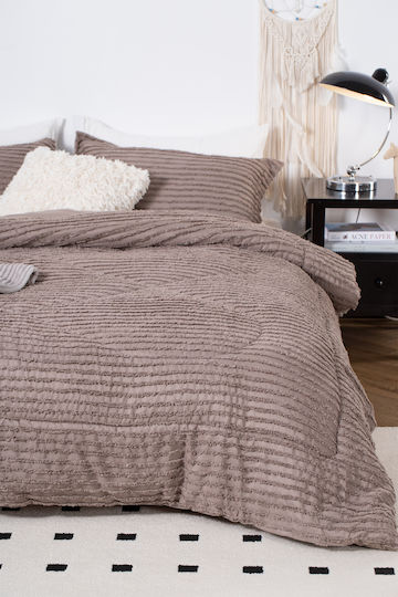 Saray Home Комплект Пухено Единично с Пълнеж Microfiber 160x220бр Mocha Brown 2бр 200 г/м²Gsm