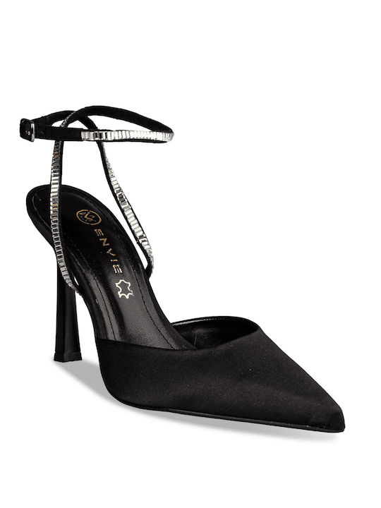 Envie Shoes Black Heels with Strap Pumps