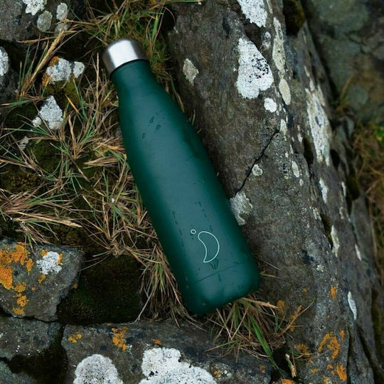 Chilly's Original All Matte Monochrome Bottle Thermos Stainless Steel BPA Free 500ml Green