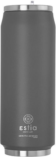 Estia Travel Cup Save the Aegean Glass Thermos Stainless Steel 500ml Fjord Grey with Straw