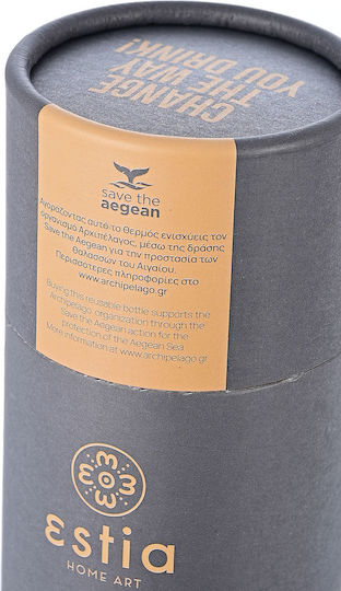 Estia Travel Cup Save the Aegean Reciclabil Pahar Termos Oțel inoxidabil / Plastic Fără BPA 500ml FJORD GRI cu Pai