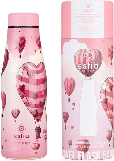 Estia Travel Flask Save the Aegean Bottle Thermos Stainless Steel BPA Free 500ml Love ascend