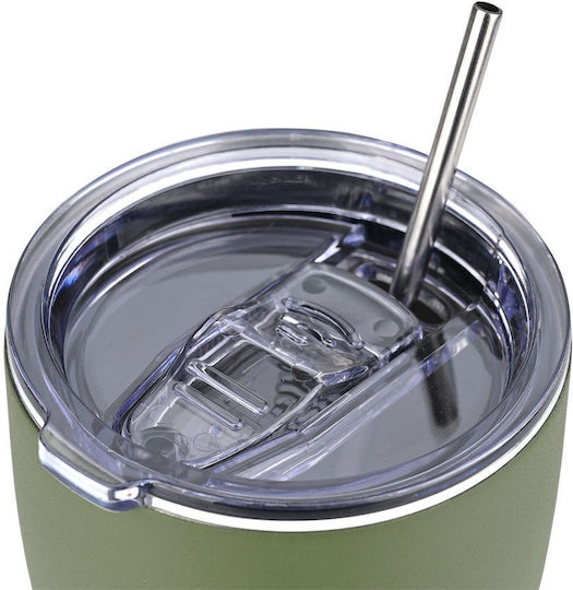 Estia Coffee Mug Save The Aegean Recyclable Glass Thermos Stainless Steel BPA Free 500ml Forest Spirit with Straw