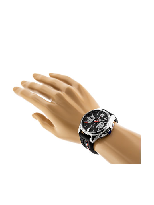 Tommy Hilfiger Decker Men's Watch 46mm Chronograph Battery with Black Rubber Strap