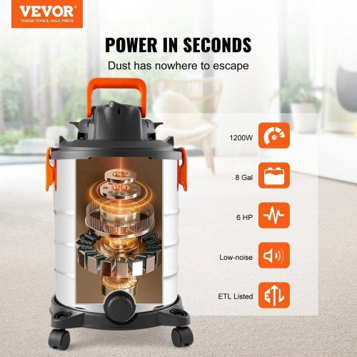 Vevor Σκούπα Υγρών / Στερεών 1200W με Ανοξείδωτο Κάδο 30lt
