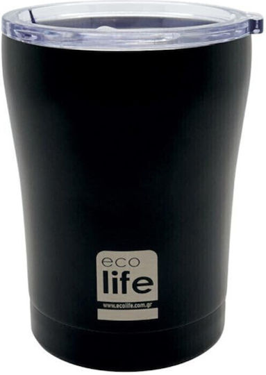 Ecolife Ποτήρι Θερμός Ανοξείδωτο BPA Free Black 300ml