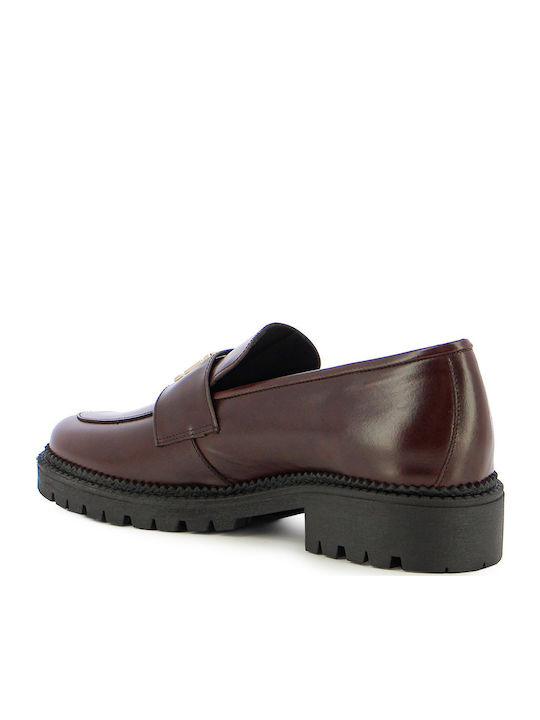 Leather Women's Moccasins in Brown Color