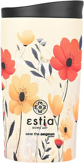 Estia Travel Mug Save The Aegean Reciclabil Pahar Termos Oțel inoxidabil Fără BPA 350ml Summer reverie cu Pai