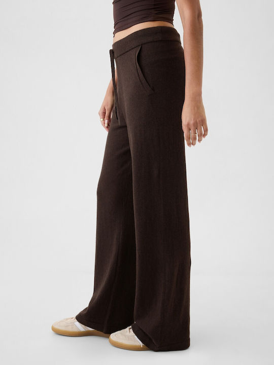 Women's Fabric Trousers with Rubber Band Terra Brown