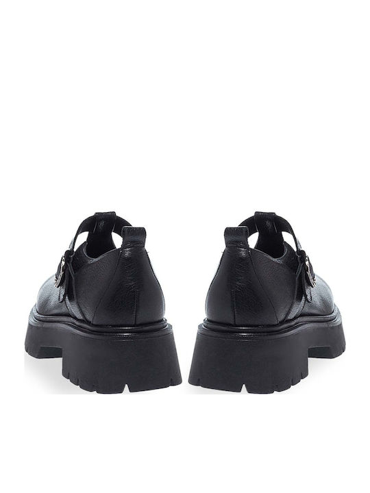 Leather Women's Moccasins in Black Color