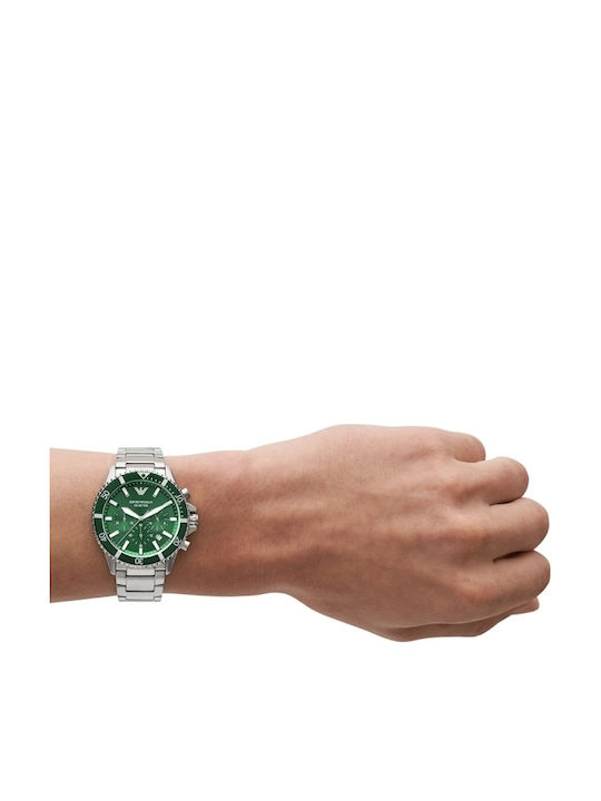 Emporio Armani Diver Ρολόι Μπαταρίας με Μεταλλικό Μπρασελέ