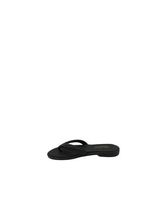 Ioannis Leather Women's Flat Sandals in Black Color