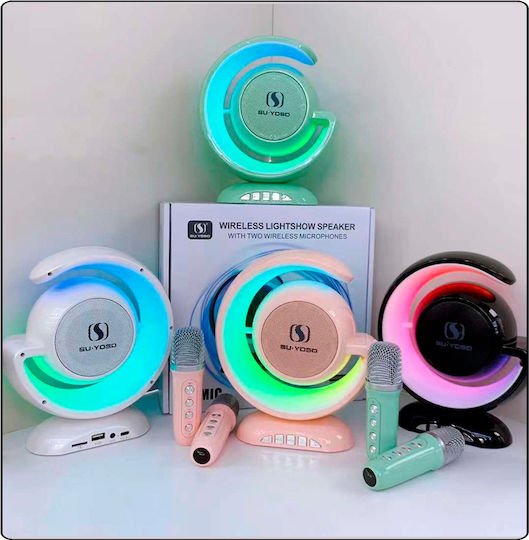 Karaoke Speaker with Wireless Microphone and Lighting Effects YS-110 Pink