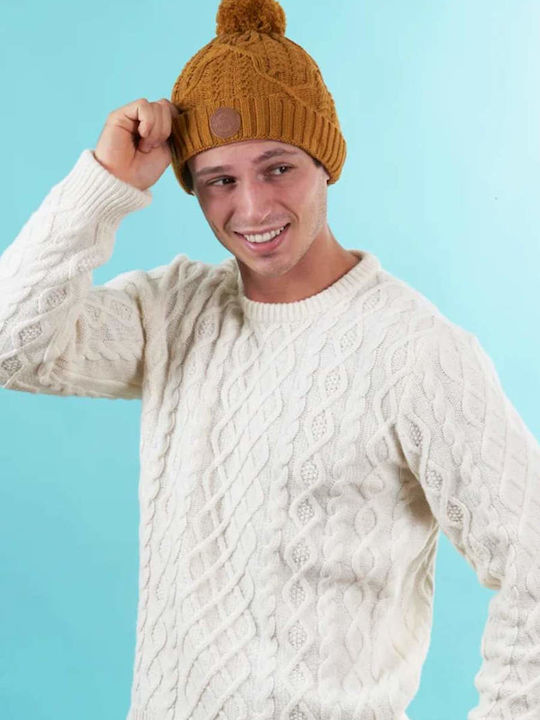 Cabaia Beanie Unisex Fleece Beanie Knitted in Yellow color