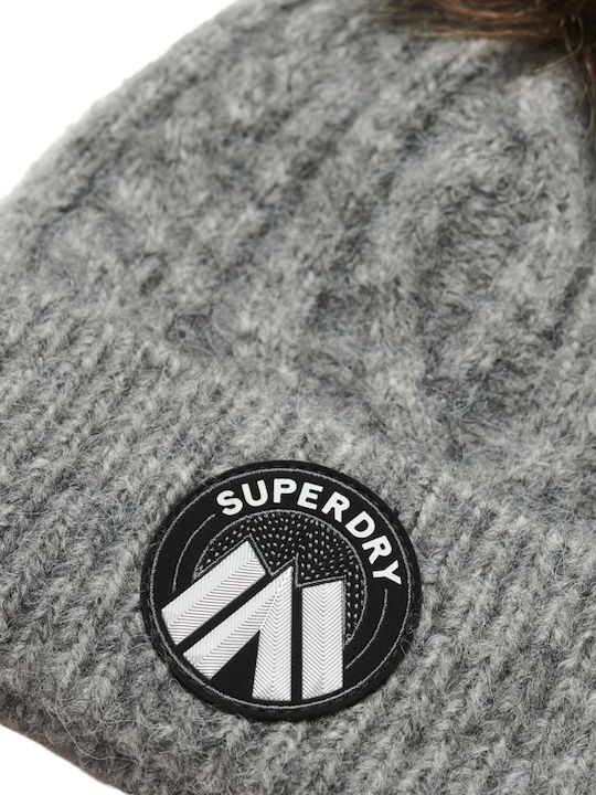 Superdry Cable Luxe Knit Beanie Beanie Knitted in Gray color