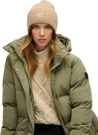 Beanie Frauen Beanie mit Rippstrick in Beige Farbe