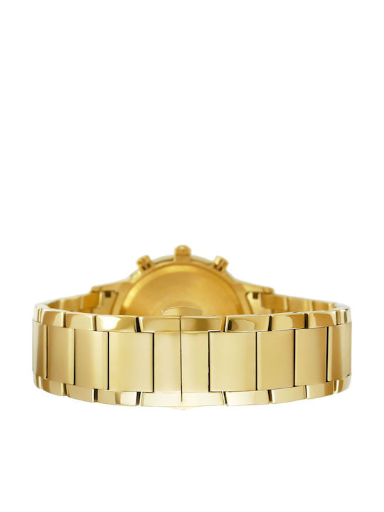 Emporio Armani Renato Ανδρικό Ρολόι 43mm Χρονογράφος Μπαταρίας με Χρυσό Μεταλλικό Μπρασελέ