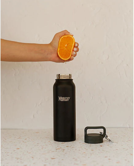 Healthy Human Μπουκάλι Θερμός Ανοξείδωτο BPA Free 621ml Μαύρο με Καλαμάκι