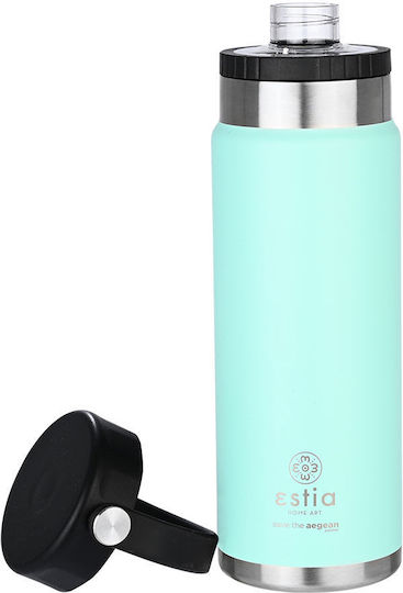 Estia Travel Chug Save the Aegean Bottle Thermos Stainless Steel 750ml Estia Travel Chug Save Aegean Bermuda Green with Loop