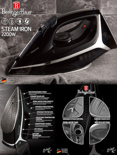 Berlinger Haus Steam Iron 2200W with Ceramic Plate