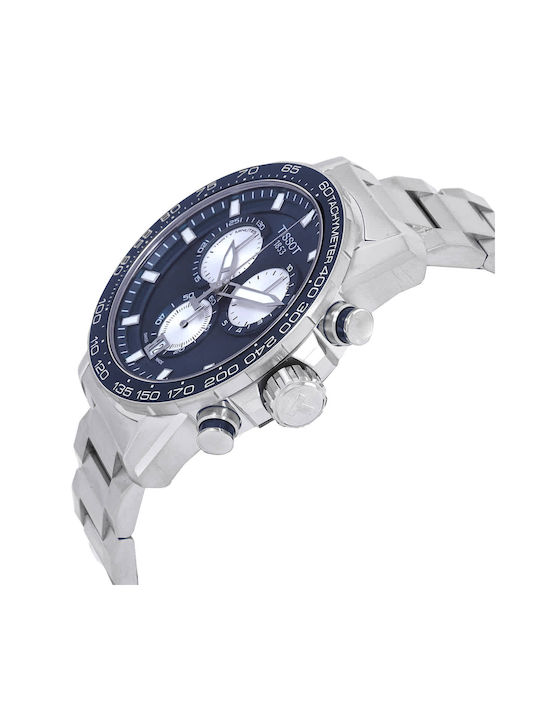 Tissot Supersport Ανδρικό Ρολόι 45mm Χρονογράφος Μπαταρίας με Ασημί Μεταλλικό Μπρασελέ