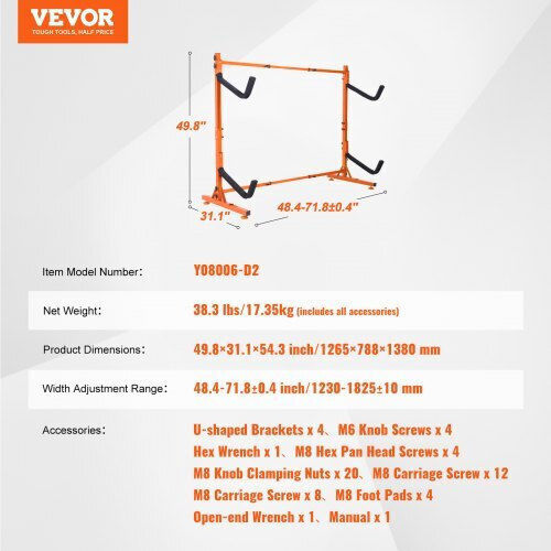 Vevor Βάση Αποθήκευσης Καγιάκ 2 Καγιάκ Κανό Βαρέως Τύπου 175lbs Εσωτερικού Εξωτερικού Χώρου Dls2g0000000ado3dv0