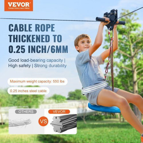 Σετ Zipline Vevor 80 Ft Παιδιά & Ενήλικες Έως 500 Lb Ασφάλεια & Άνεση Bxghstj80ycbry0ibv0