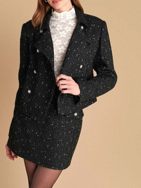 Attrattivo Short Women's Tweed Blazer Black