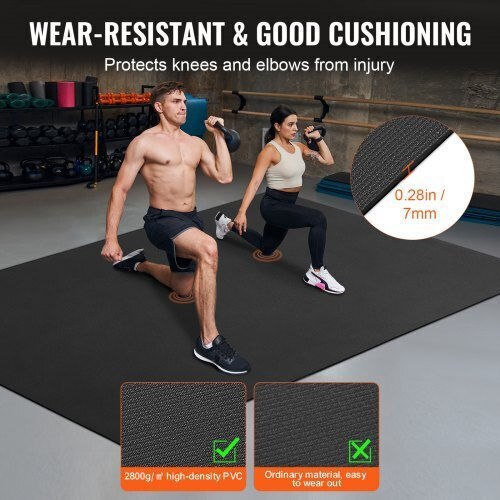 Vevor Exercise Mat Black with Carry Strap (274.32x182.88cm)
