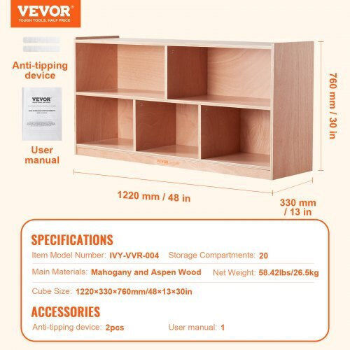 Kids Wall Mount Shelf Brown 122x33x76cm