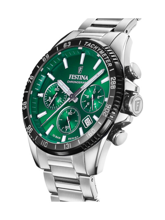 Festina Men's Watch 45mm Chronograph Battery with Silver Metal Bracelet