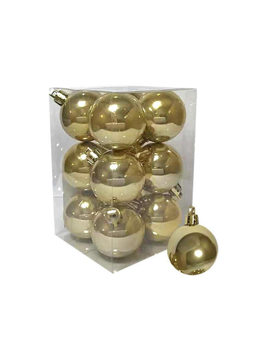 Hanging Ball Ornament Ornament Plastic Gold 4cm Set 12pcs