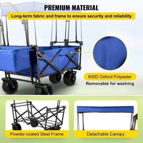Vevor Transport Trolley Foldable for Weight Load up to 100kg Blue