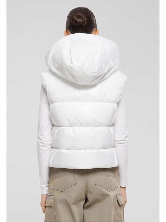 Kurz Damen Ärmellos Puffer Jacke für Winter White