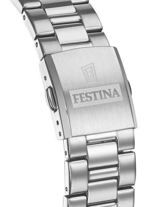 Festina Men's Watch 45mm Chronograph Battery with Silver Metal Bracelet