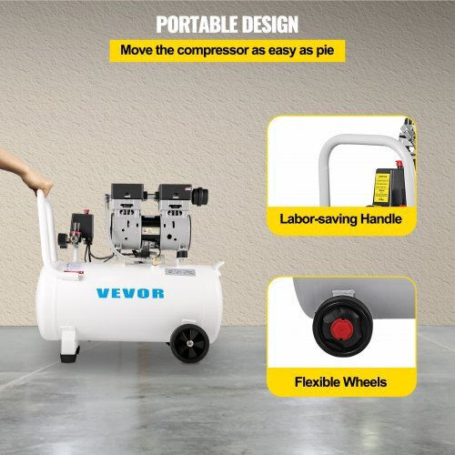 Vevor Cu o singură fază Compresor de aer 68dB cu Putere 1hp și Rezervor de aer 11lt WSKYJ750-50L00001V2