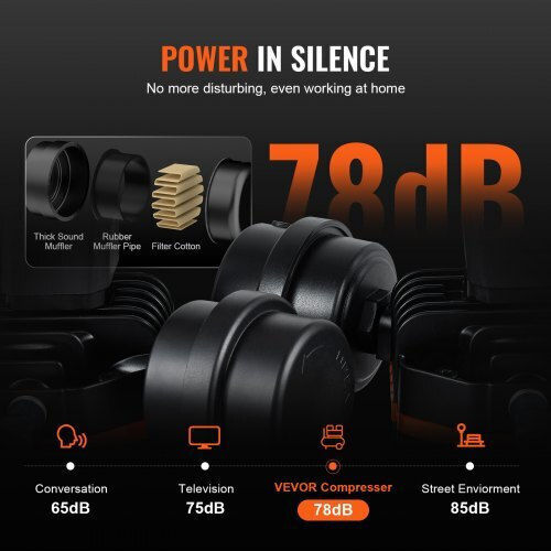 Vevor Κομπρεσέρ Αέρος 78dB με Ισχύ 4hp και Αεροφυλάκιο 20lt