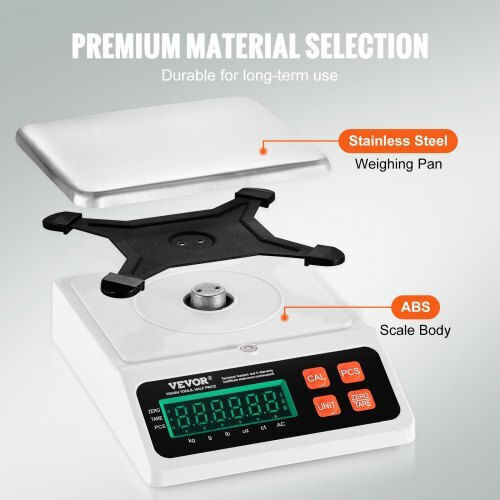 Vevor Electronic Precision Commercial Scale with Weighing Capacity of 10kg and Division 0.1gr