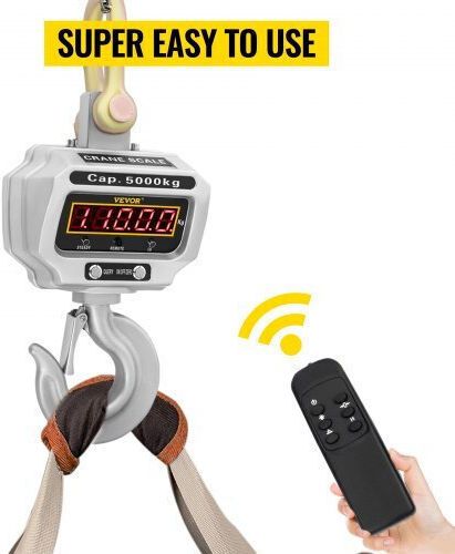 Vevor Electronic Professional Hanging Scale with Weighing Capacity of 5000kg
