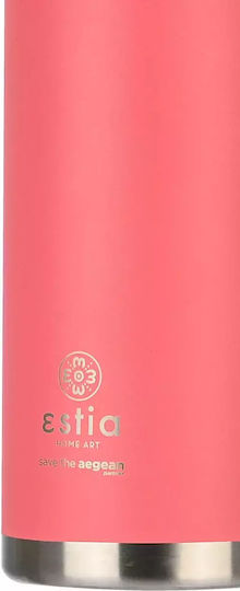 Estia Travel Chug Save the Aegean Bottle Thermos Stainless Steel 750ml Estia Travel Chug Save Aegean Fusion Coral with Loop