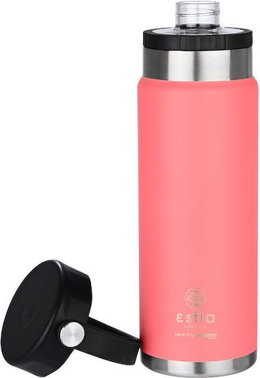 Estia Travel Chug Save the Aegean Bottle Thermos Stainless Steel 750ml Estia Travel Chug Save Aegean Fusion Coral with Loop