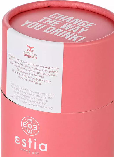Estia Travel Chug Save the Aegean Bottle Thermos Stainless Steel 750ml Estia Travel Chug Save Aegean Fusion Coral with Loop