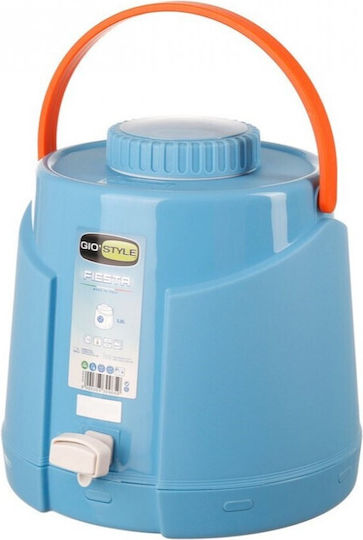 GioStyle Behälter mit Wasserhahn Thermosflasche Rostfreier Stahl 5.6lt Hellblau mit Handgriff