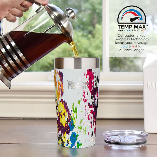 Healthy Human Cruiser Glass Thermos Stainless Steel BPA Free 591ml Multicolour with Straw